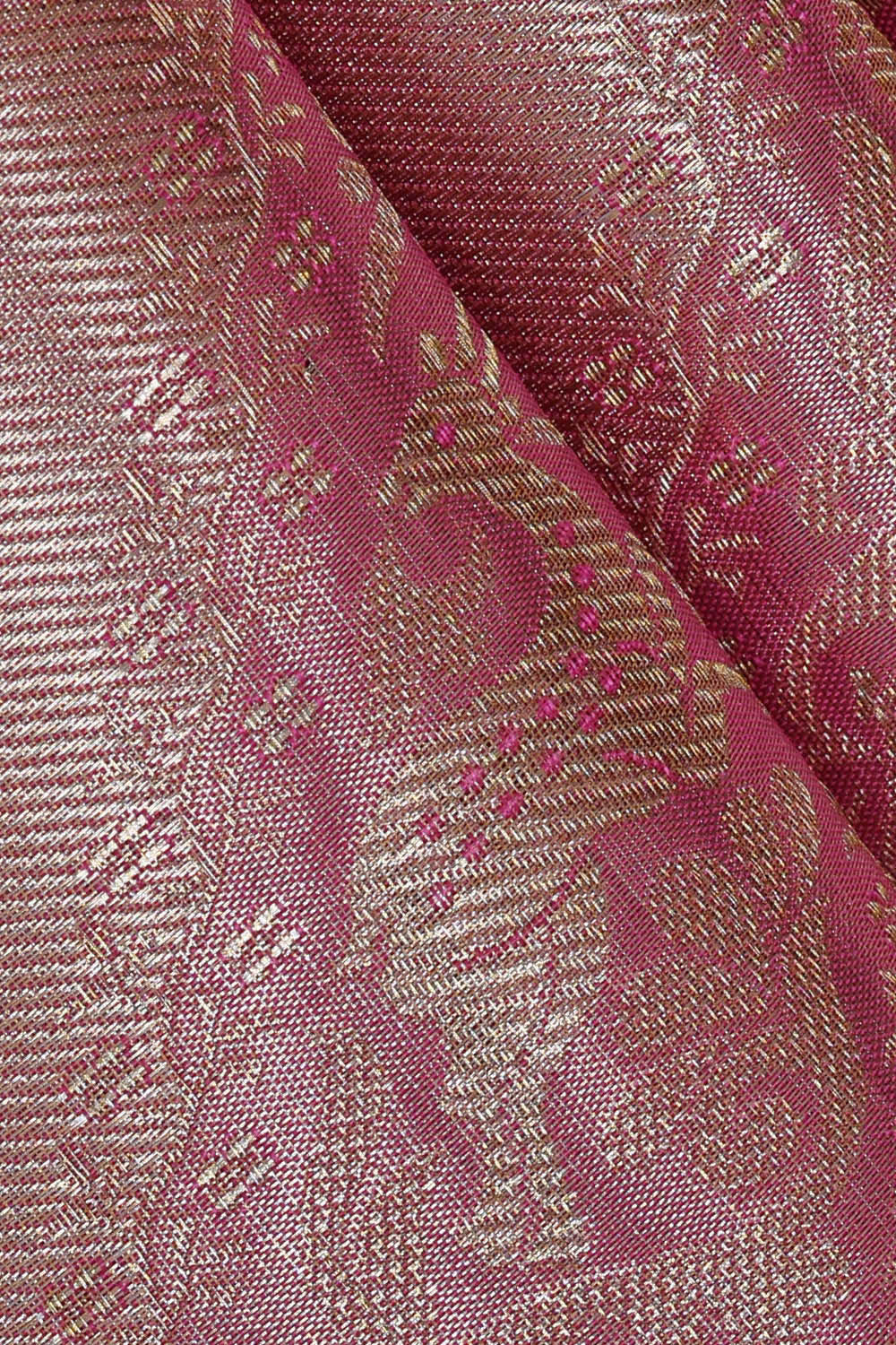 Image of Kanchipattu Onion Pink Tissue Brocade Saree
